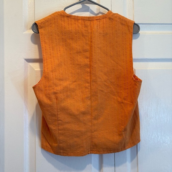 Vintage Handmade Orange Button Up Vest - Size Large - Picture 4 of 5